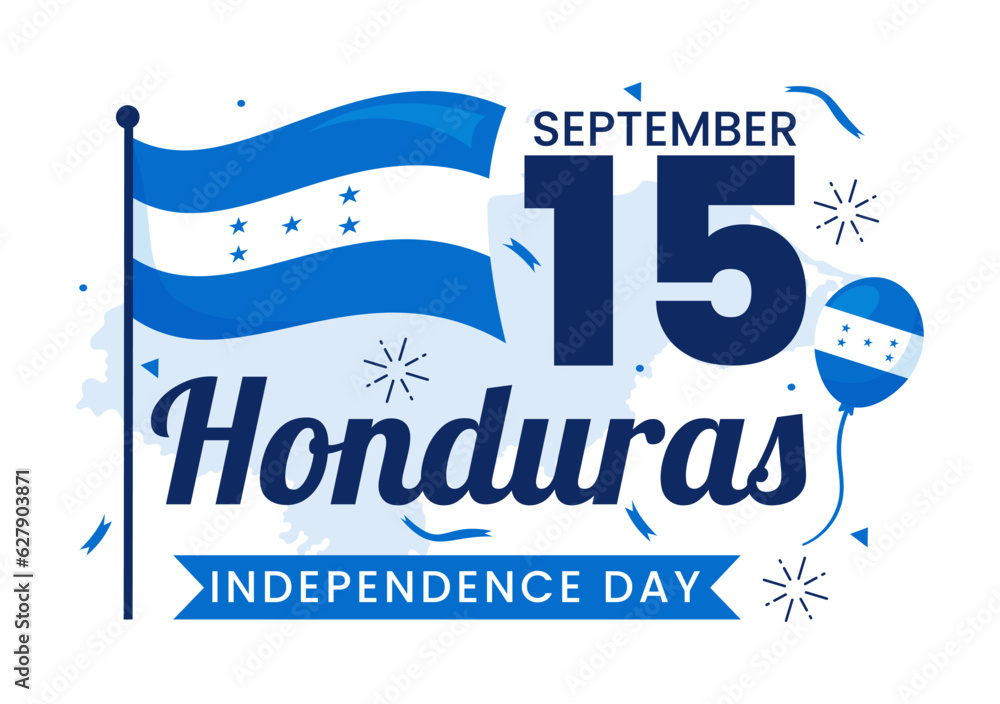 Happy Honduras Independence Day Vector Illustration on September 15 with Waving Flag Background in National Holiday Hand Drawn Templates Happy Honduras Independence Day Vector Illustration on September 15 with Waving Flag Background in National Holiday Hand Drawn Templates