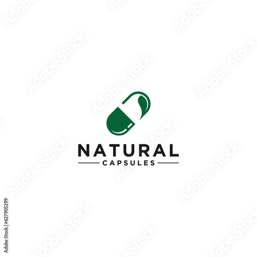 natural capsule logo template in white background