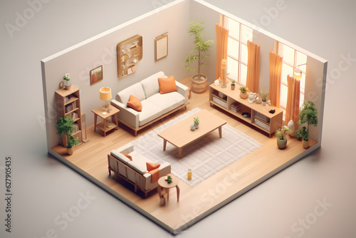 3d rendering isometric room in house  Made with Generative AI