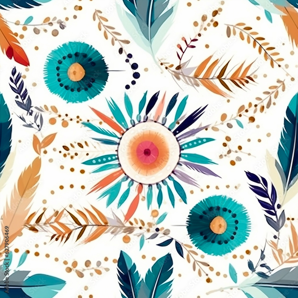 Fototapeta premium Abstract floral seamless pattern. Generative AI.