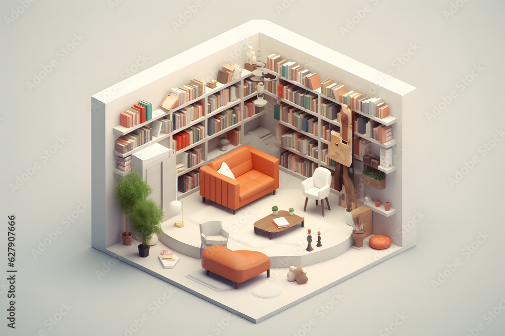 3d rendering isometric room in house Made with Generative AI 3d rendering isometric room in house Made with Generative AI