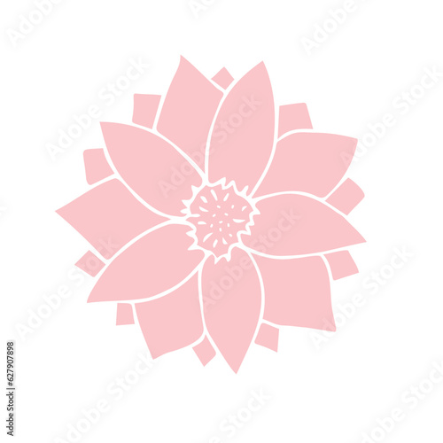 Vector hand drawn doodle sketch pink water lily flower isolated on white background