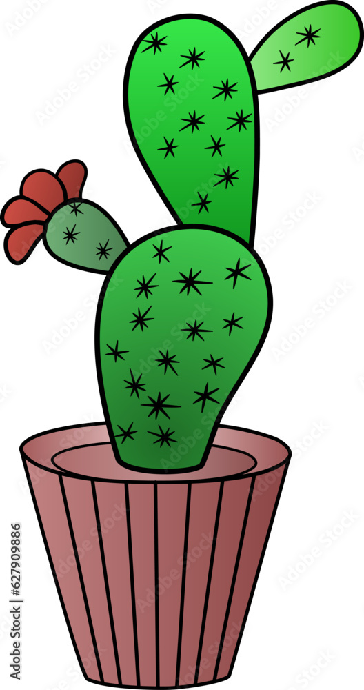 Cactus Growing in the Pot, Cactus in flat style on a white background. Home plants cactus in pots and with flowers. A decorative cactus with prickles and without. Cactus Growing in the Pot, Cactus in flat style on a white background. Home plants cactus in pots and with flowers. A decorative cactus with prickles and without.
