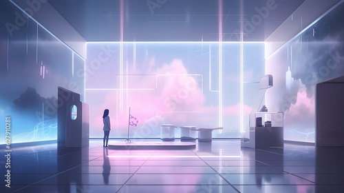 美しい未来的な背景とモダンなポディウムのイラスト No.052 | Illustration of Beautiful Futuristic Background with Modern Podium Generative AI