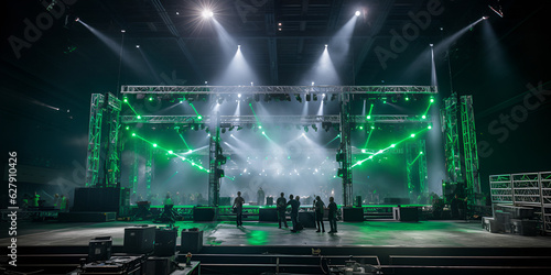 stage lighting effects. rays of bright lights over stage