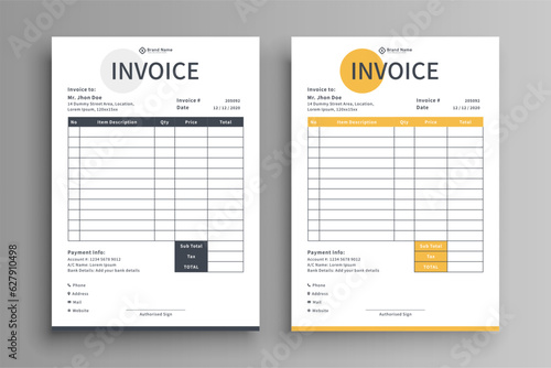 Invoice template vector design