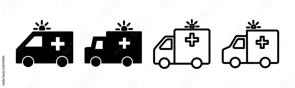 Ambulance icon set illustration. ambulance truck sign and symbol. ambulance car Ambulance icon set illustration. ambulance truck sign and symbol. ambulance car