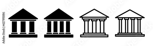 Bank icon set illustration. Bank sign and symbol, museum, university