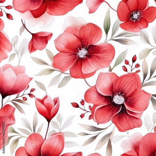 red flowers watercolor seamless patterns  watercolor picture of flowers  floral