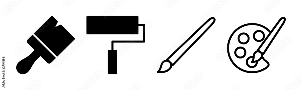 Paint icon set illustration. paint brush sign and symbol. paint roller icon vector Paint icon set illustration. paint brush sign and symbol. paint roller icon vector