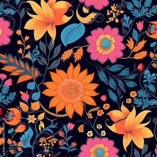 Boho Seamless flower Pattern Background  Generated by AI