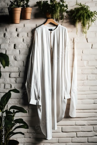 image of a solid colored shirt/robe on a clothes hanger
