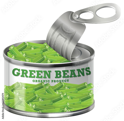 Green Beans Food Can Vector