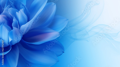 Abstract banner with blue flower on isolated background. Postcard with copy space. Modern minimalist design. Generative AI