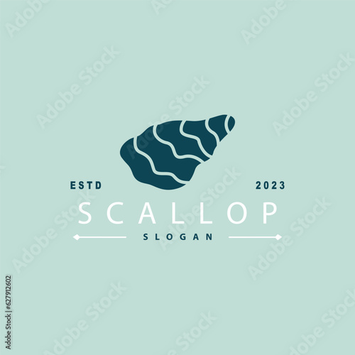 Seashell Logo, Inspirational Scallop Design With Pearl, Ocean Animals, Vector Jewelry Luxury Shell Beauty And Cosmetic