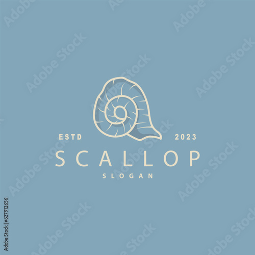 Seashell Logo, Inspirational Scallop Design With Pearl, Ocean Animals, Vector Jewelry Luxury Shell Beauty And Cosmetic