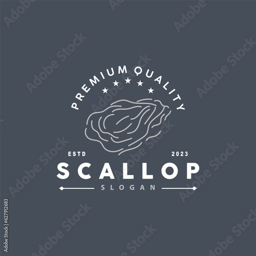 Seashell Logo, Inspirational Scallop Design With Pearl, Ocean Animals, Vector Jewelry Luxury Shell Beauty And Cosmetic