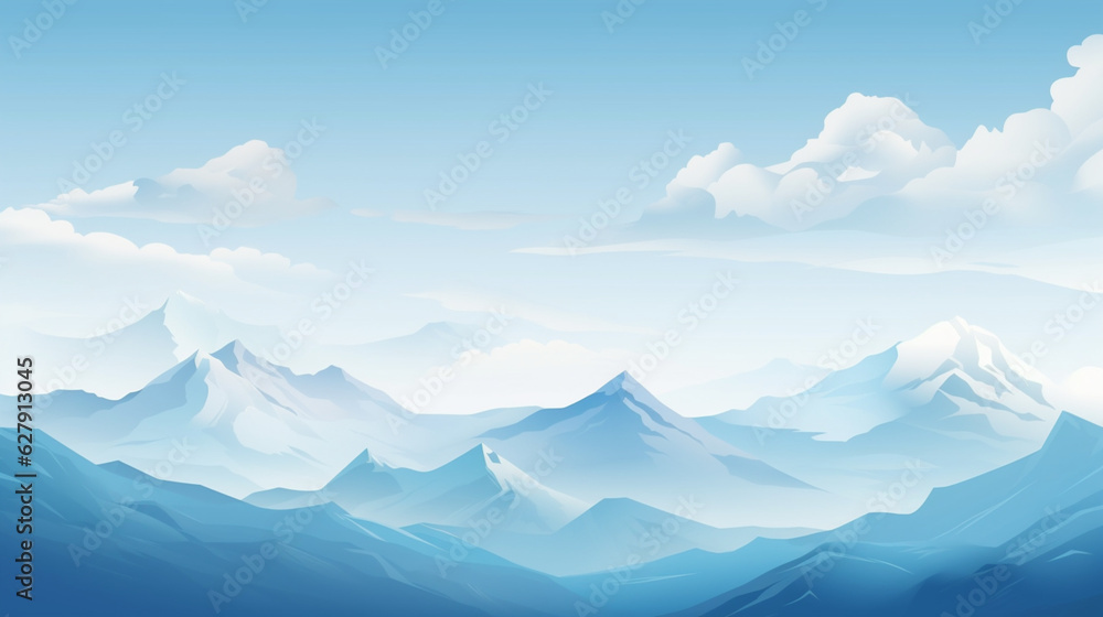 Blue landscape background. Mountains. Generative AI
