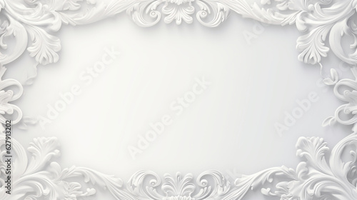 Empty classic white border frame. Retro vintage style. Old background with ornament. Copy space. Generative AI