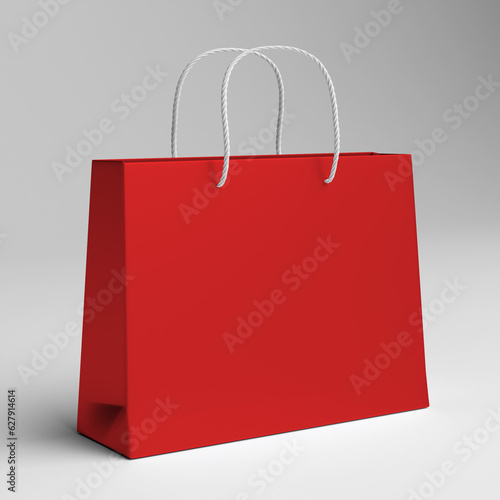 3d mock up  red shopping bag  for promotional campaign and business department store