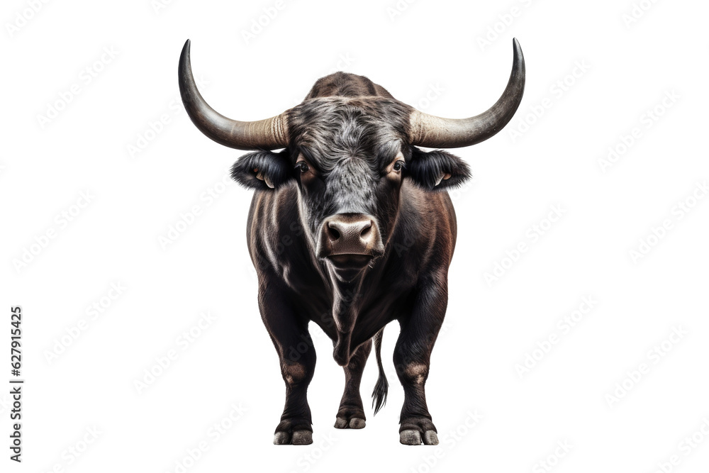 Strongest dark brown bull with muscles and long horns portrait looking at camera isolated on clear png background, Animals Fighter concept, with Generative Ai. Strongest dark brown bull with muscles and long horns portrait looking at camera isolated on clear png background, Animals Fighter concept, with Generative Ai.