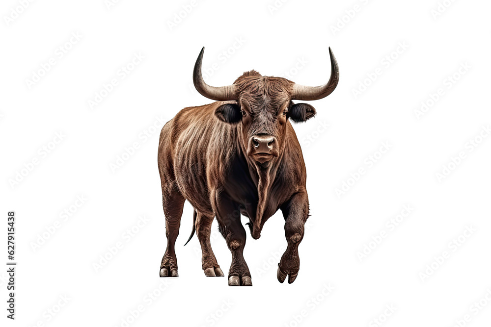 Strongest dark brown bull with muscles and long horns portrait looking at camera isolated on clear png background, Animals Fighter concept, with Generative Ai. Strongest dark brown bull with muscles and long horns portrait looking at camera isolated on clear png background, Animals Fighter concept, with Generative Ai.