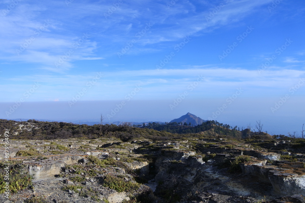 Beautiful view seen from the top of mount Ijen.