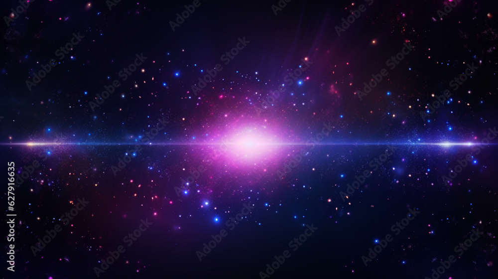Space background. Abstract futuristic wallpaper with night sky and shiny stars. Generative AI