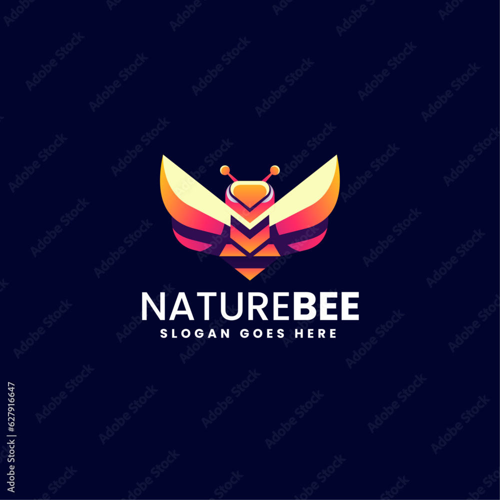 Obraz premium Vector Logo Illustration Nature Bee Gradient Colorful Style