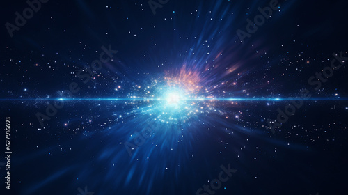 Space background. Abstract futuristic wallpaper with night sky and shiny stars. Generative AI