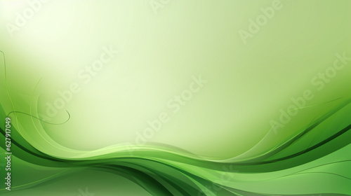 Abstract green gradient waves, organic background, postcard, wallpaper, banner, card. Copy space. Generative AI