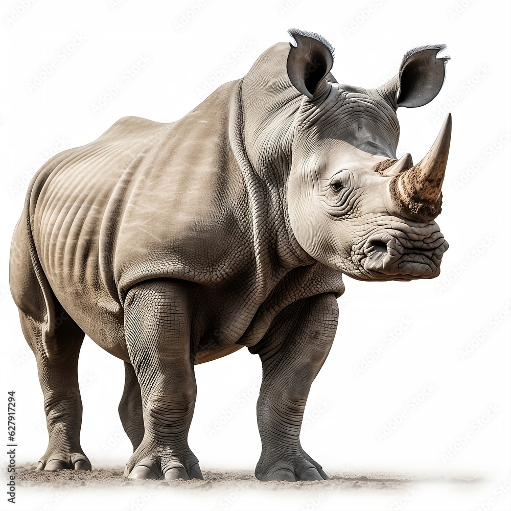 A rhino isolated on a white background, Generative AI A rhino isolated on a white background, Generative AI