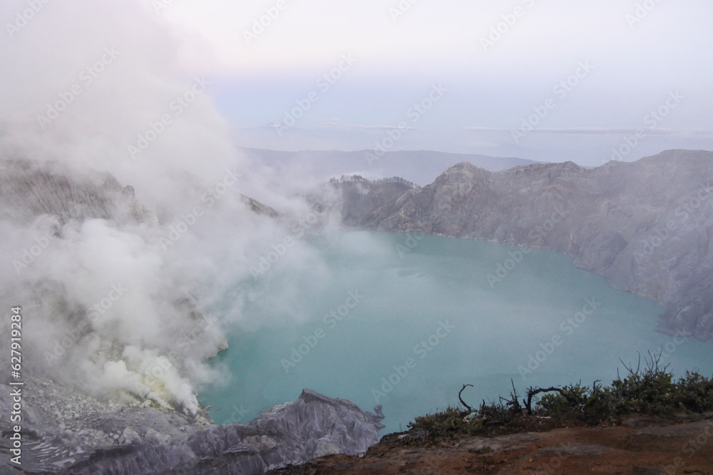 Obraz premium Beautiful view seen from the top of mount Ijen.