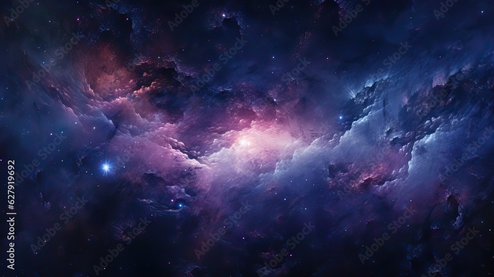 A dazzling interplanetary image of a galaxy, dominated by shades of purple. Generative AI