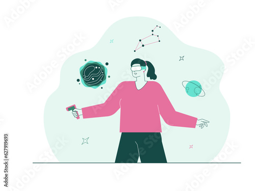 Metaverse technology future concept. Cyber virtual reality simulation. VR AI. Artificial intelligence. Global blockchain innovation connection. Futuristic networking experience.