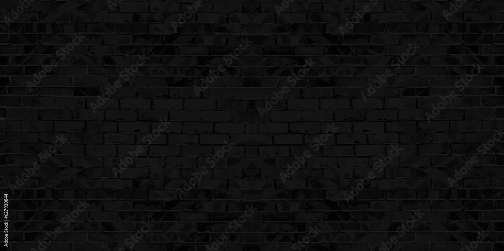 The dark black brick wall has a rough surface as a background image ...