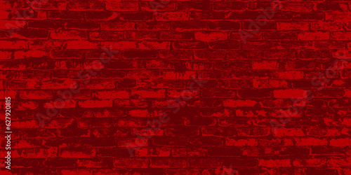 Red grunge brick wall vector background. Abstract texture of an old vintage