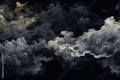 The image has smoke on a black background. (Generative AI)