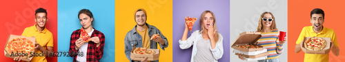 Set of people with tasty pi...