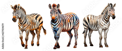 Colorful zebra  png isolated on transparent background.