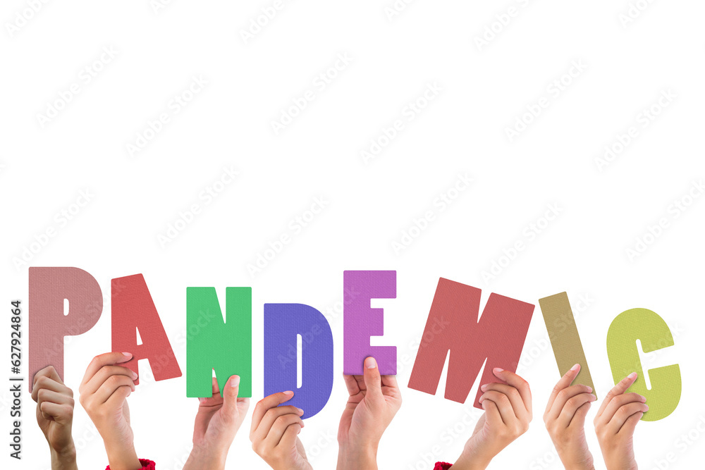 Digital png illustration of hands with pandemic text on transparent background Digital png illustration of hands with pandemic text on transparent background