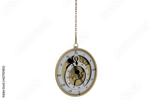 Digital png illustration of clock with chain on transparent background