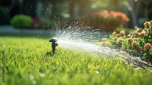 The plastic sprinkler system proves to be an effective solution for keeping the garden's flora healthy and thriving even in the scorching heat of summer.