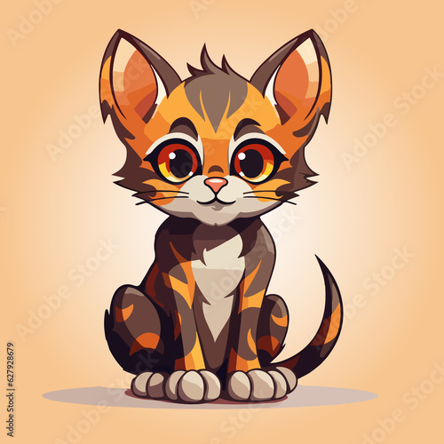 Illustration  of cute cat kawaii chibi style cartoon characters vector isolated  