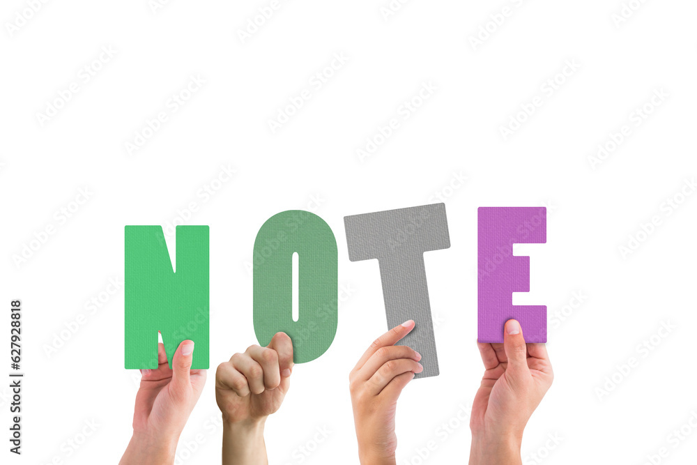 Digital png colourful text of note on transparent background Digital png colourful text of note on transparent background
