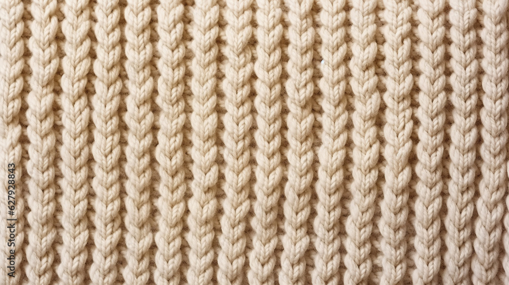 The beige pattern knitted fabric's texture becomes evident, reflecting its composition of cotton or wool. The beige pattern knitted fabric's texture becomes evident, reflecting its composition of cotton or wool.