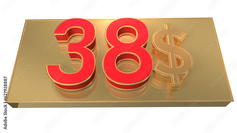 Obraz premium Creative gold3d number 38 $
