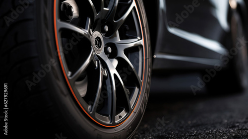 Captured in detail, the car wheel boasts a sturdy black rubber tire designed for smooth driving experience.