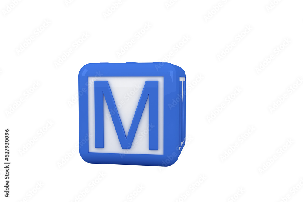 Digital png illustration of blue cube with m letter on transparent background Digital png illustration of blue cube with m letter on transparent background