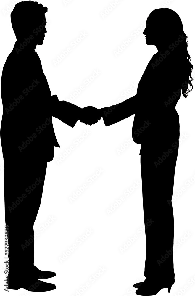 Digital png silhouette image of business people shaking hands on transparent background